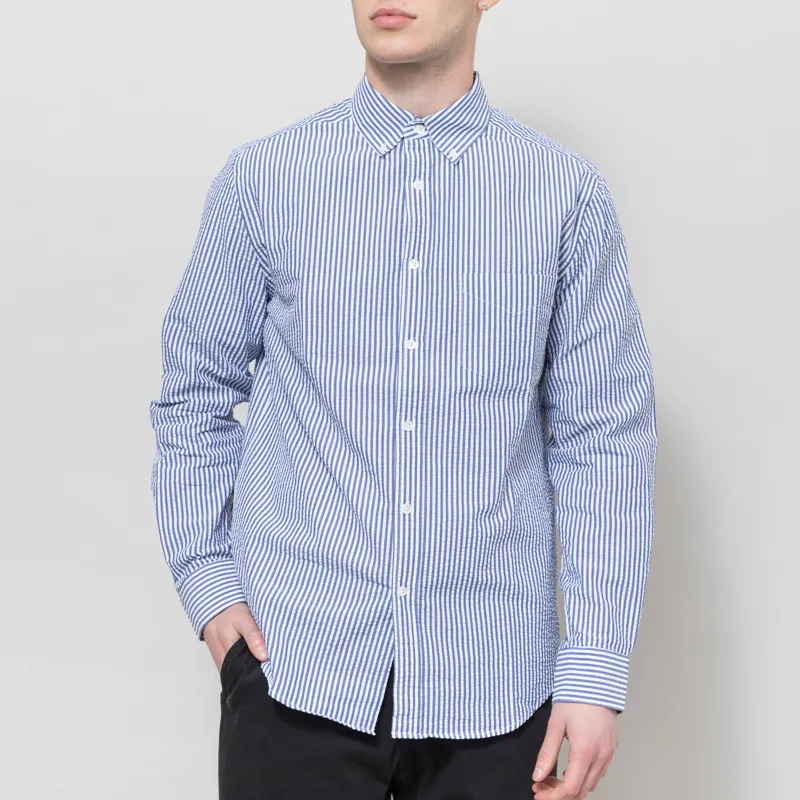 Portuguese Flannel Atlantico Stripe Shirt Blue