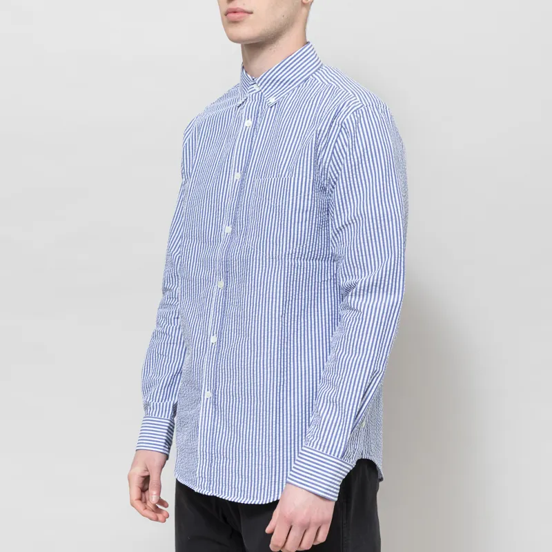 Portuguese Flannel Atlantico Stripe Shirt Blue-1