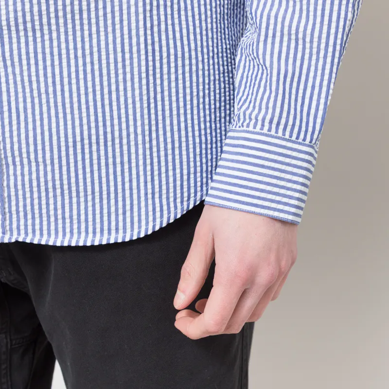 Portuguese Flannel Atlantico Stripe Shirt Blue-7