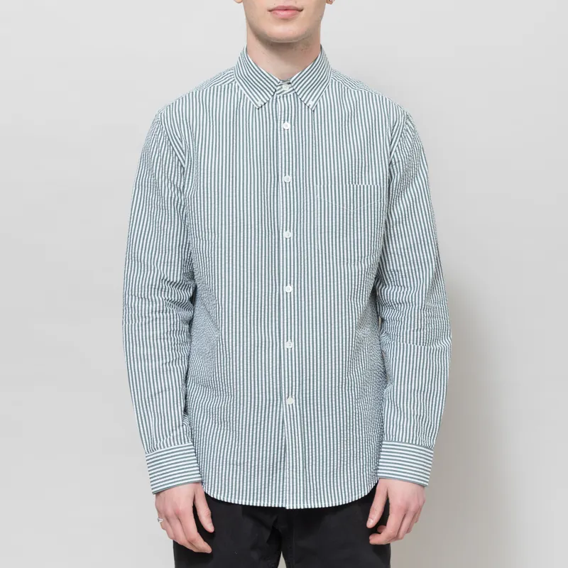 Portuguese Flannel Atlantico Stripe Shirt Green