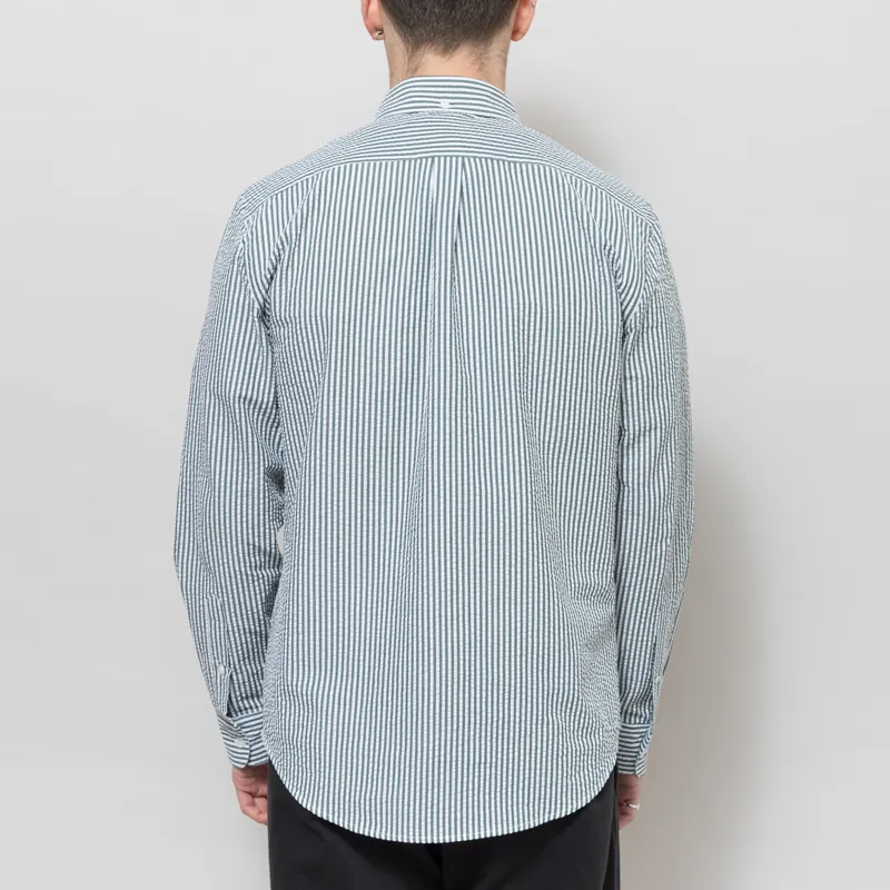 Portuguese Flannel Atlantico Stripe Shirt Green-2