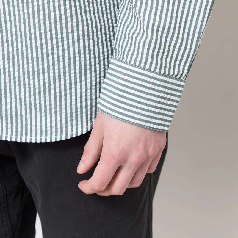 Portuguese Flannel Atlantico Stripe Shirt Green-7