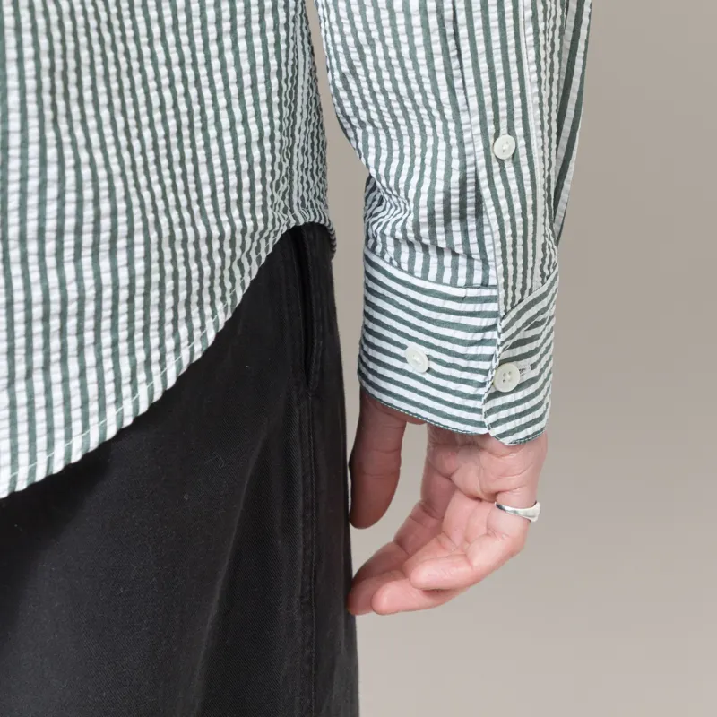 Portuguese Flannel Atlantico Stripe Shirt Green-8