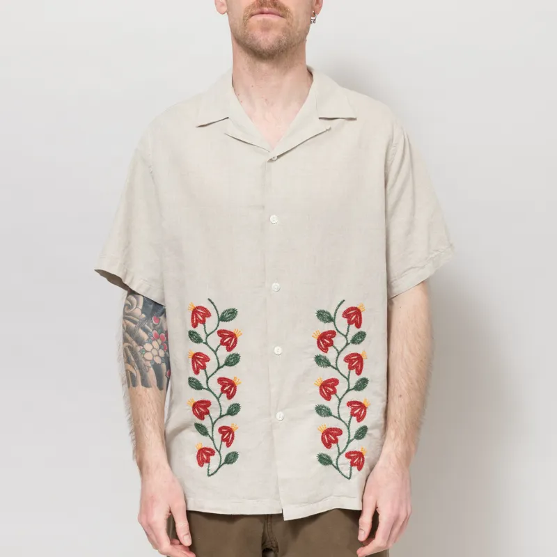 Portuguese Flannel Branch Embroidery Shirt Natural