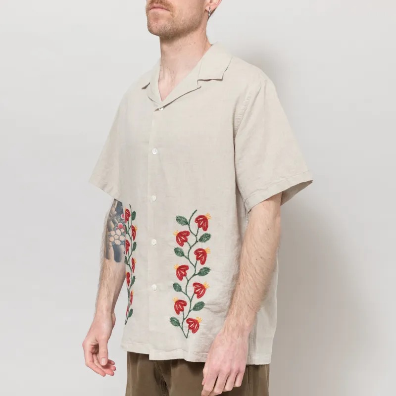 Portuguese Flannel Branch Embroidery Shirt Natural-1