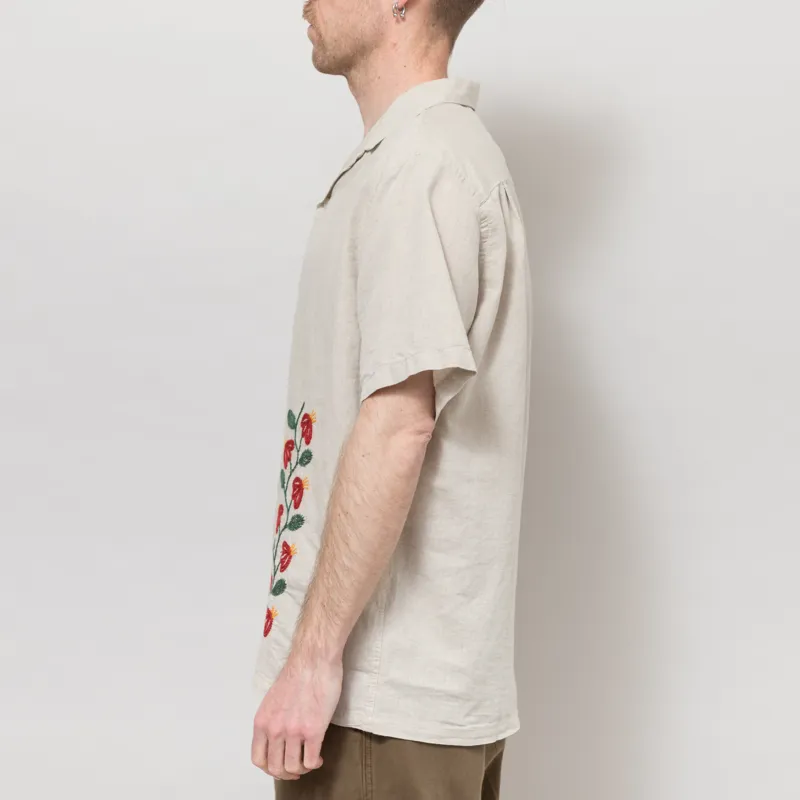 Portuguese Flannel Branch Embroidery Shirt Natural-2