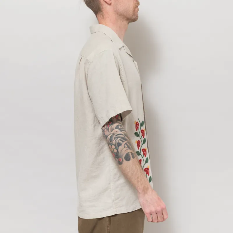 Portuguese Flannel Branch Embroidery Shirt Natural-4