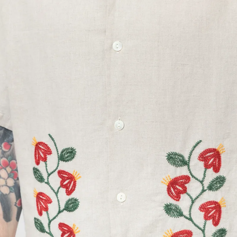 Portuguese Flannel Branch Embroidery Shirt Natural-7