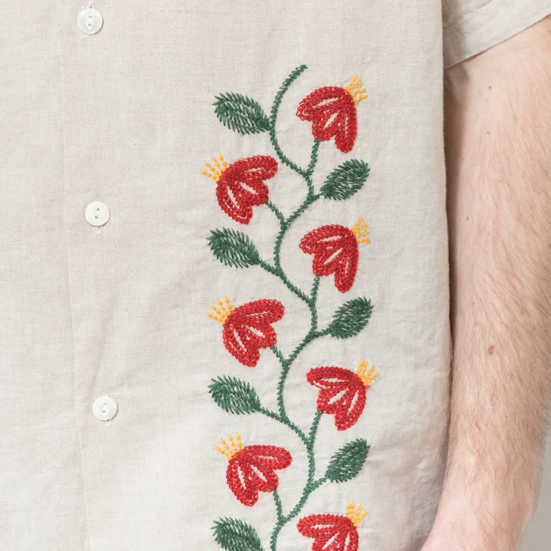 Portuguese Flannel Branch Embroidery Shirt Natural-8