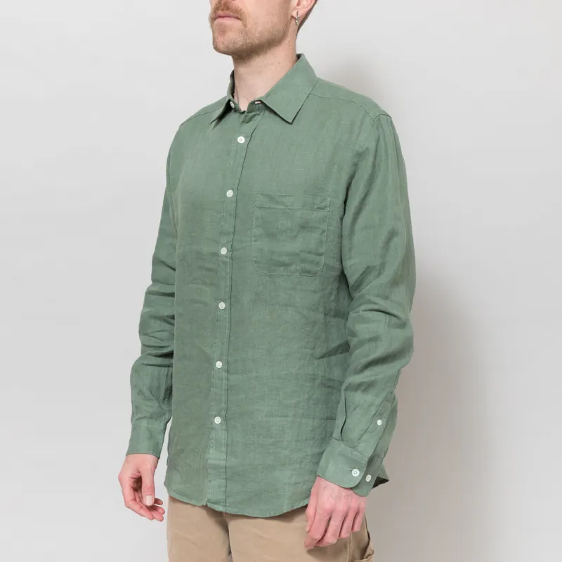 Portuguese Flannel Linen Shirt Dry Green-1