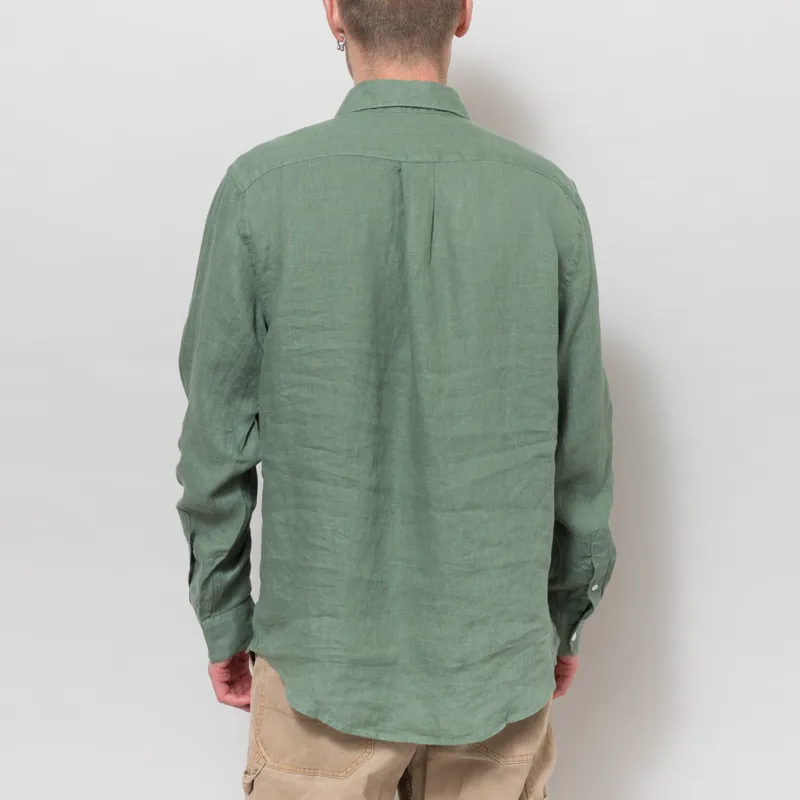 Portuguese Flannel Linen Shirt Dry Green-3