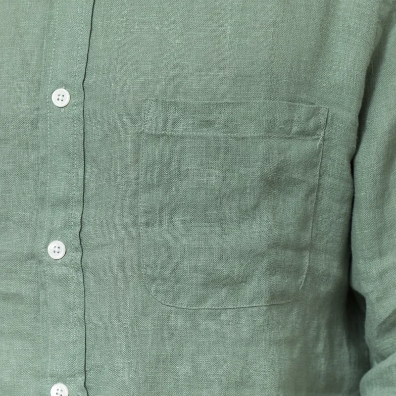 Portuguese Flannel Linen Shirt Dry Green-8