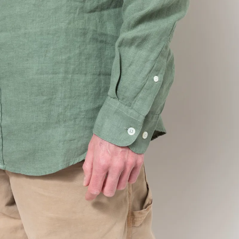 Portuguese Flannel Linen Shirt Dry Green-9