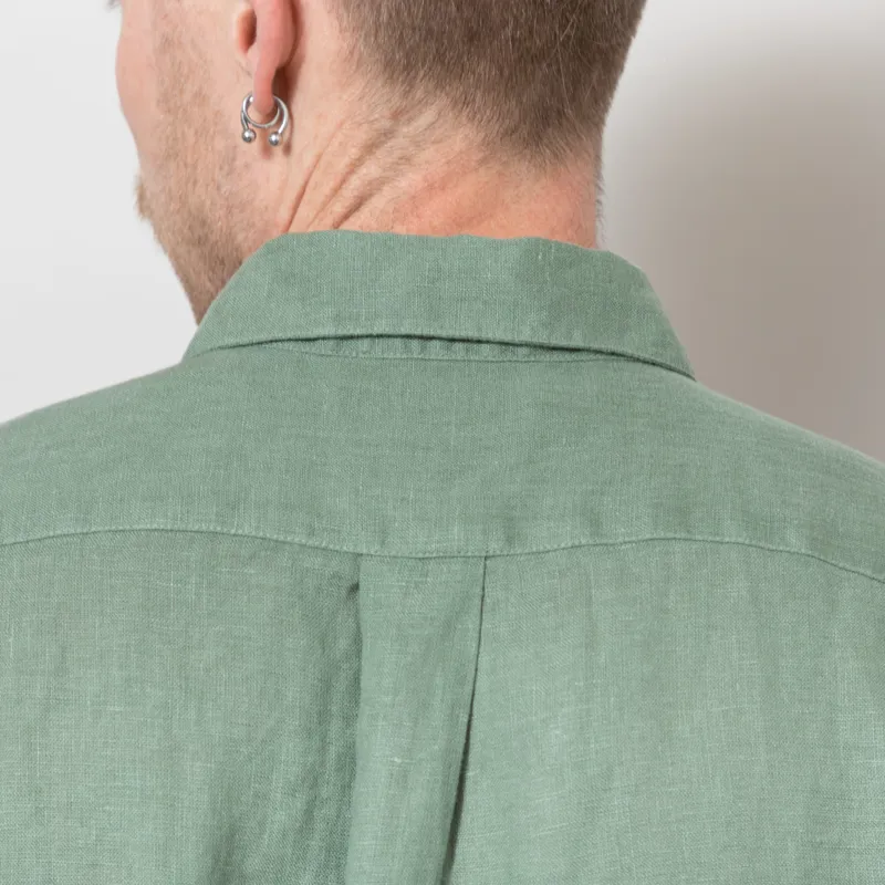 Portuguese Flannel Linen Shirt Dry Green-6
