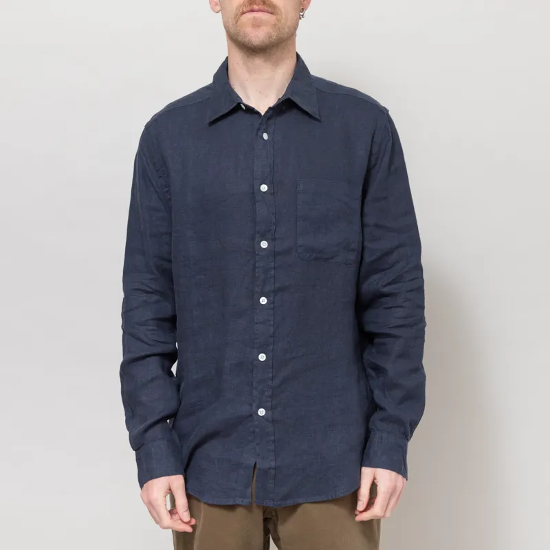Portuguese Flannel Linen Shirt Navy