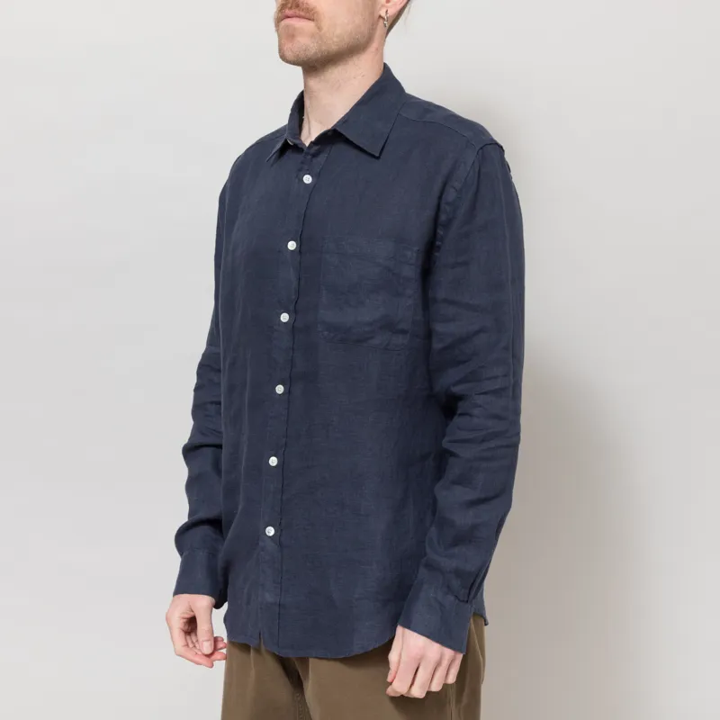 Portuguese Flannel Linen Shirt Navy-1