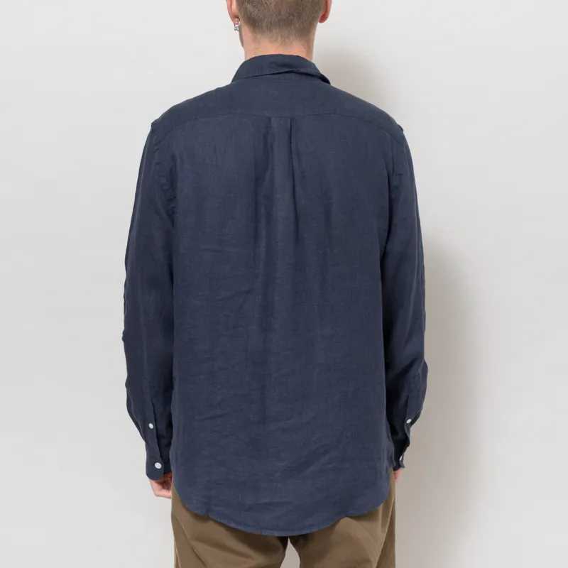 Portuguese Flannel Linen Shirt Navy-3