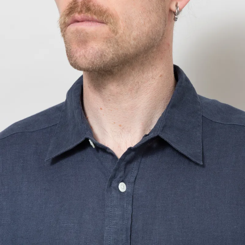 Portuguese Flannel Linen Shirt Navy-5