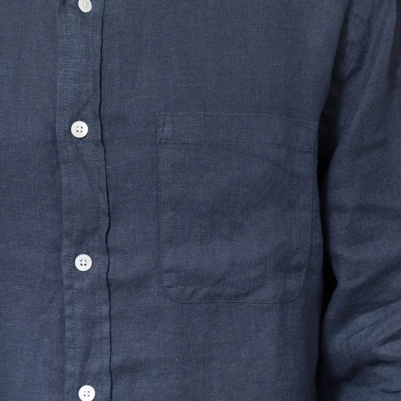 Portuguese Flannel Linen Shirt Navy-7