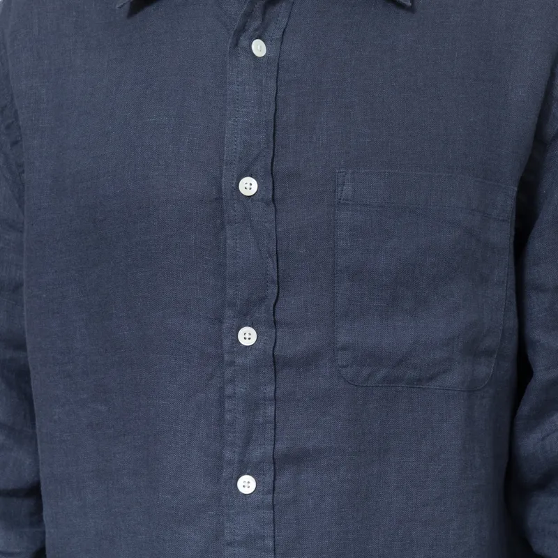 Portuguese Flannel Linen Shirt Navy-6