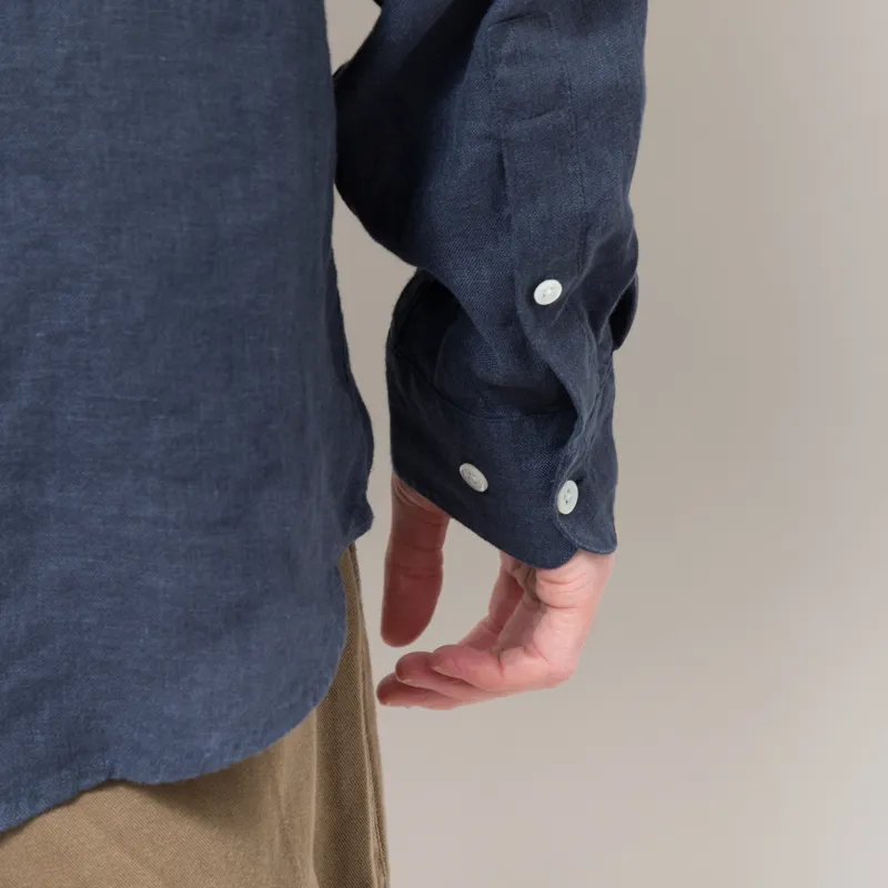 Portuguese Flannel Linen Shirt Navy-9