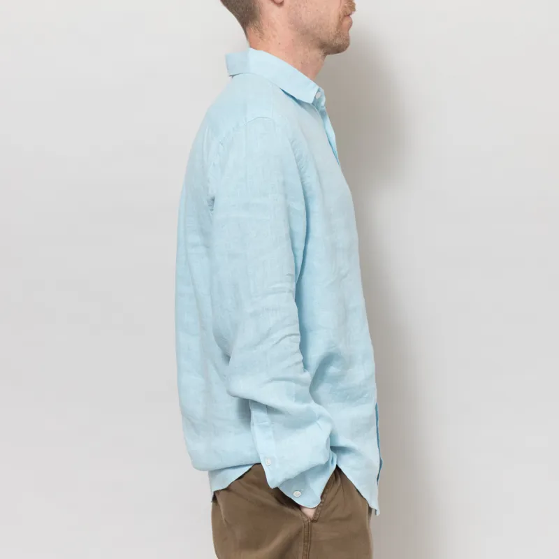 Portuguese Flannel Linen Shirt Sky-4