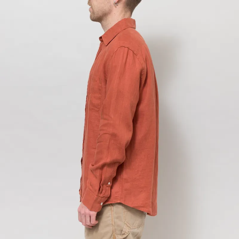 Portuguese Flannel Linen Shirt Terracotta-2