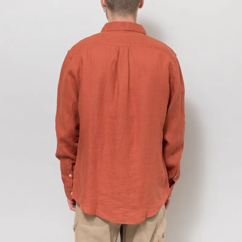 Portuguese Flannel Linen Shirt Terracotta-3
