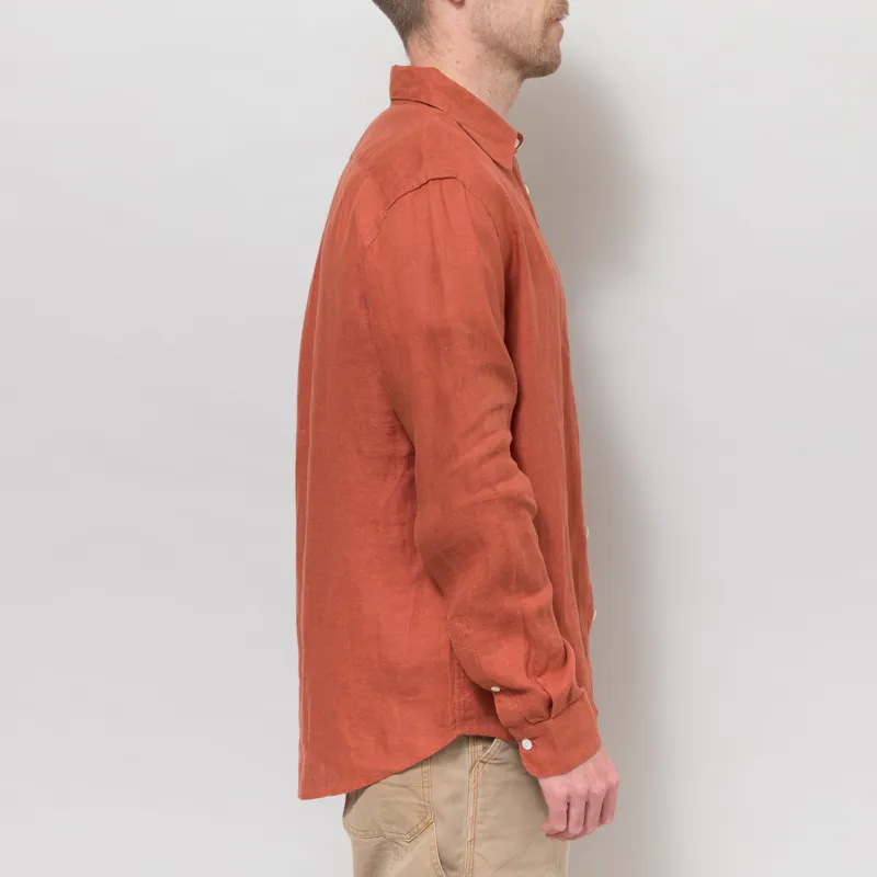 Portuguese Flannel Linen Shirt Terracotta-4
