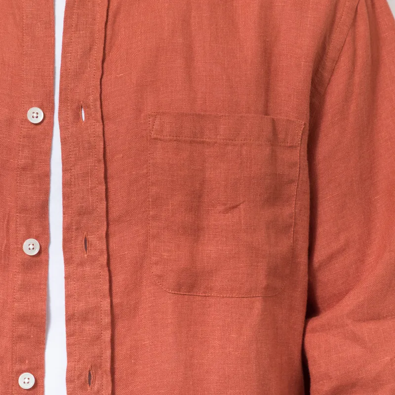 Portuguese Flannel Linen Shirt Terracotta-7