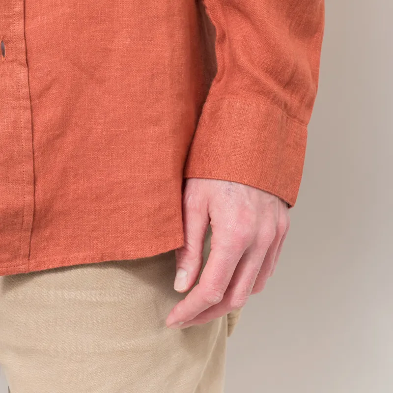 Portuguese Flannel Linen Shirt Terracotta-8