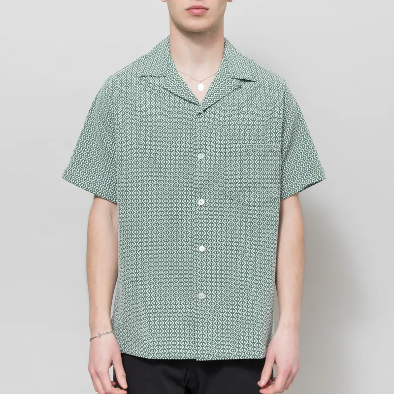 Portuguese Flannel Abstract Tile Shirt Green