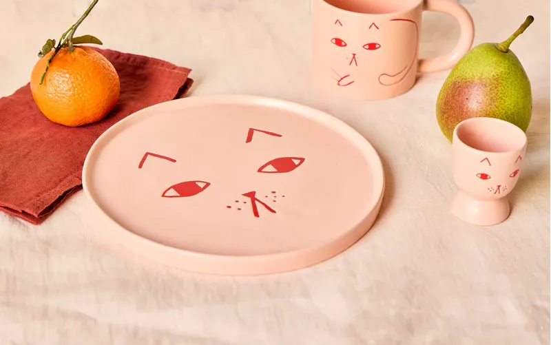 Donna Wilson Cat Side Plate Pink-4