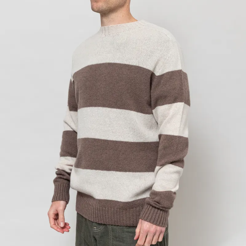 Origin Knitwear Seamless Striped Crew Swansdown-1