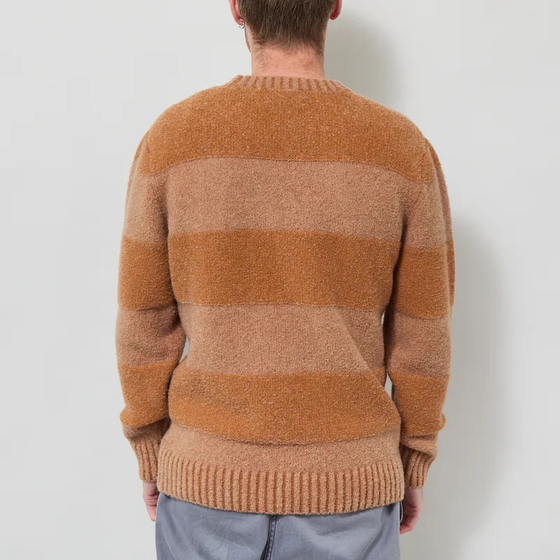 Origin Knitwear Souffle Striped Crew Caramel-2