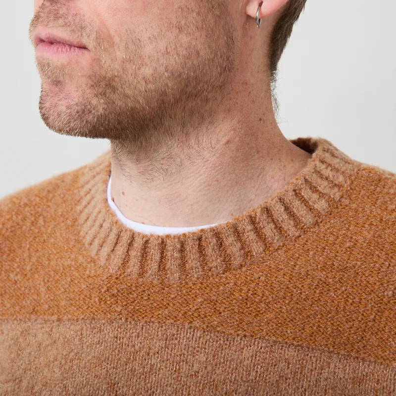 Origin Knitwear Souffle Striped Crew Caramel-3