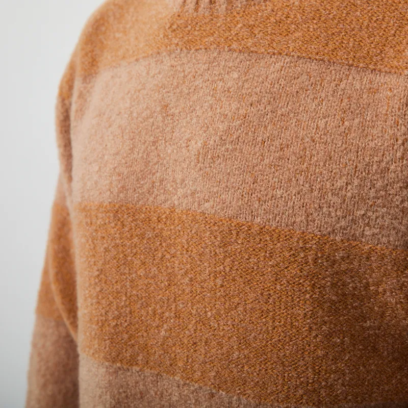 Origin Knitwear Souffle Striped Crew Caramel-5