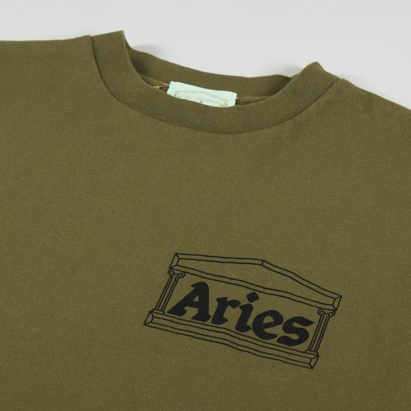 Aries Temple Long Sleeve T Shirt Olive-4