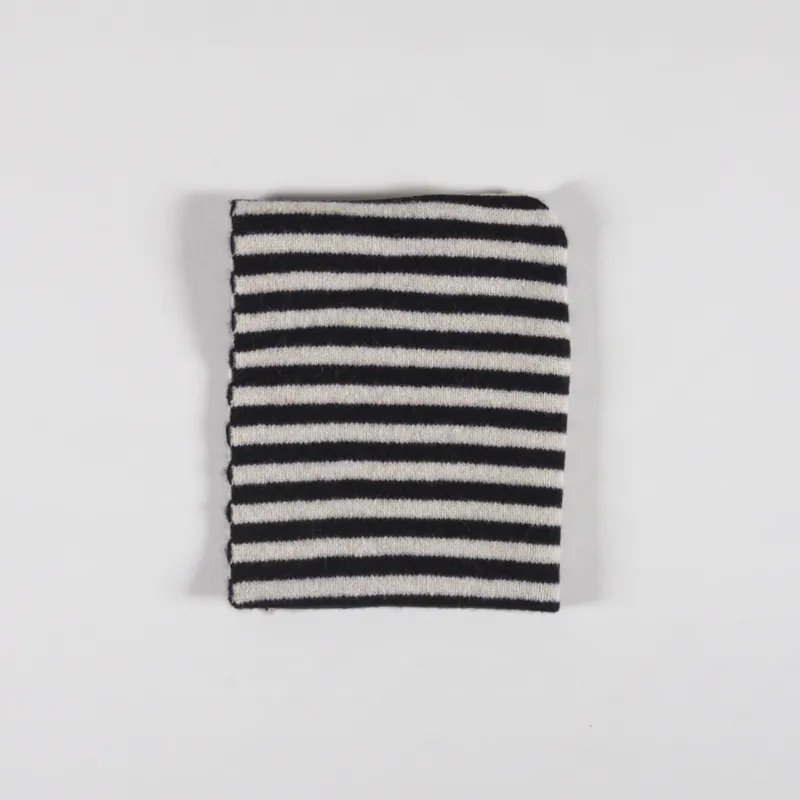 Scarlet Knitwear Womens Lambswool Neckerchief Striped Black White-2