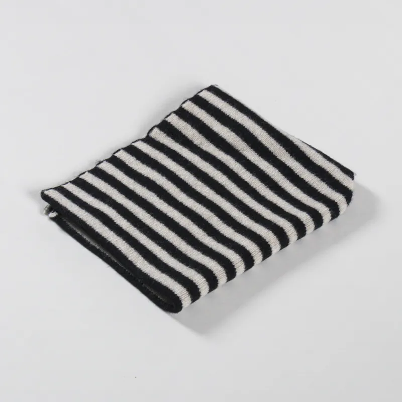Scarlet Knitwear Womens Lambswool Neckerchief Striped Black White-3