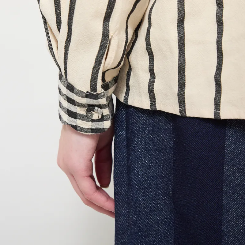Lowie Womens Stripe Scallop Blouse Cream-8