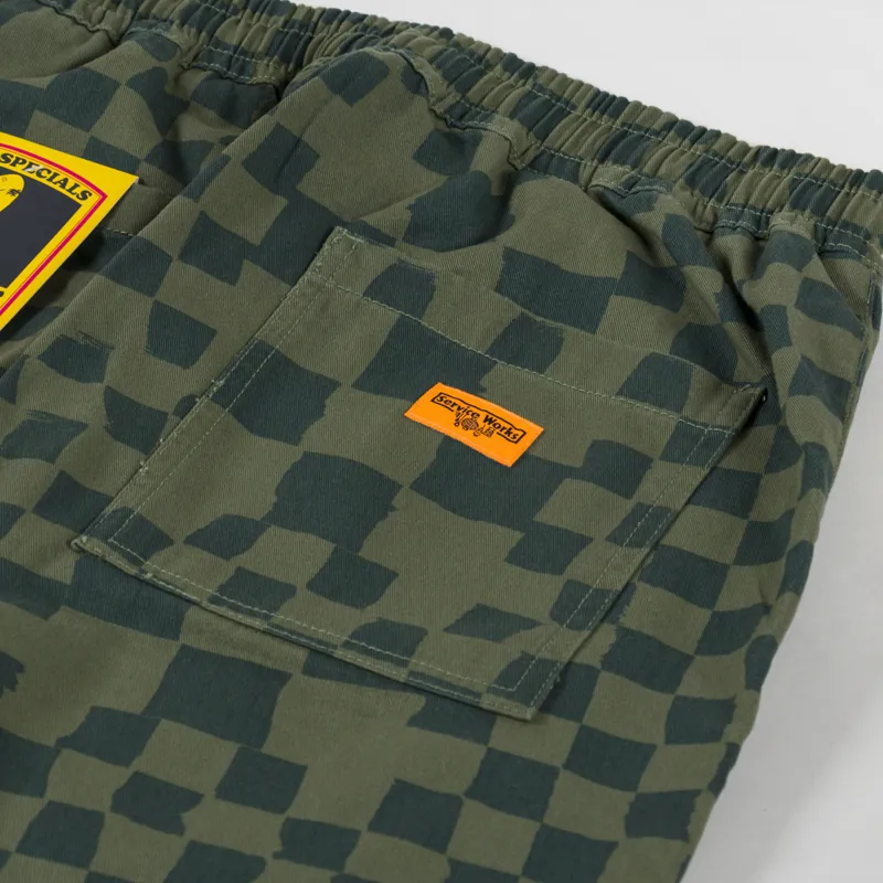 Service Works Printed Chef Pants Olive Checker-7