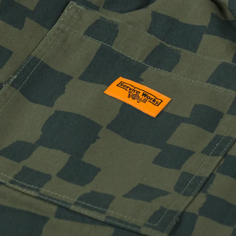 Service Works Printed Chef Pants Olive Checker-8