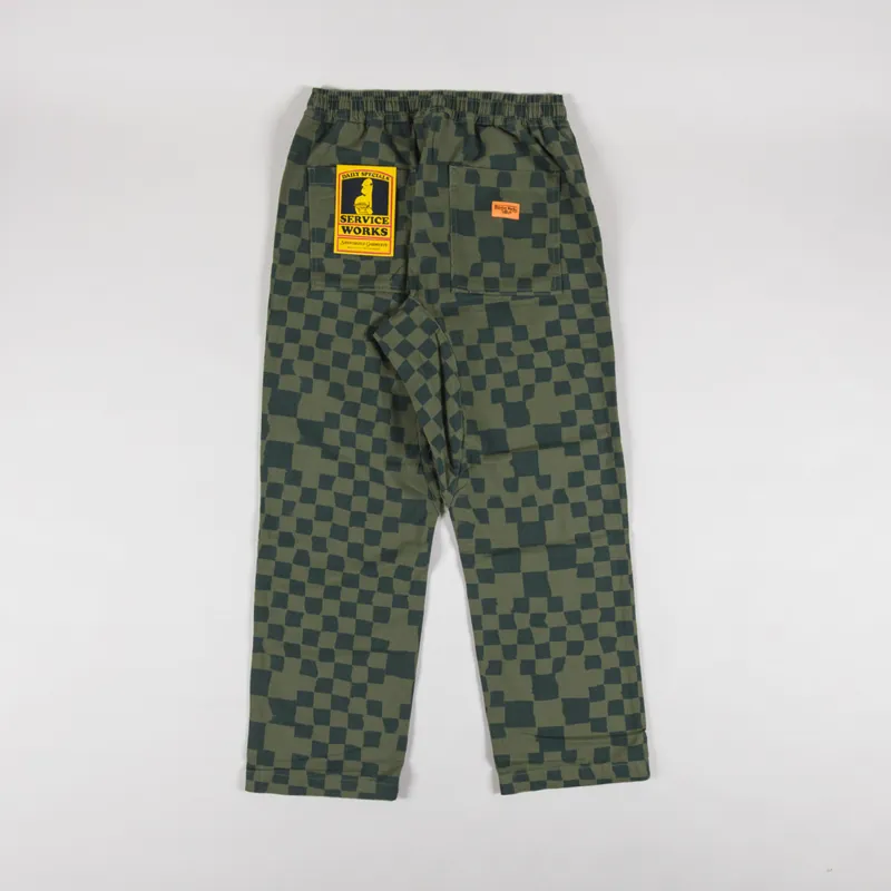 Service Works Printed Chef Pants Olive Checker
