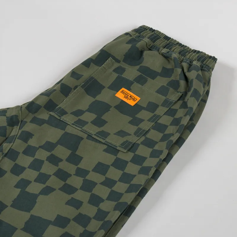 Service Works Printed Chef Pants Olive Checker-3