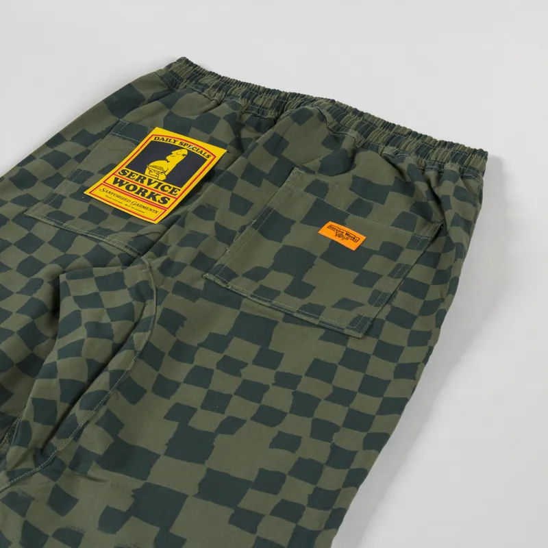 Service Works Printed Chef Pants Olive Checker-5