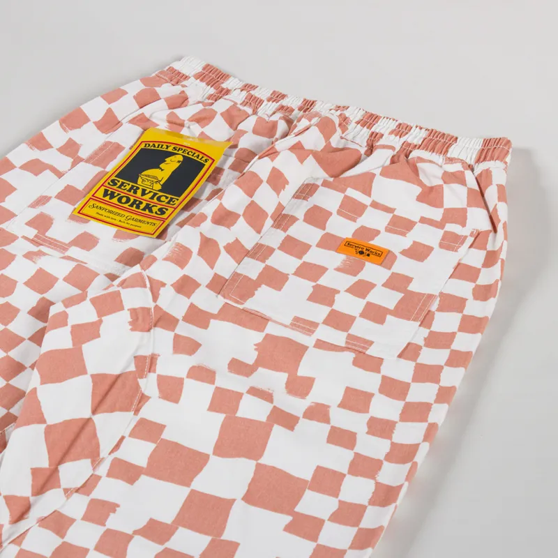 Service Works Printed Chef Pants Salmon Checker-5