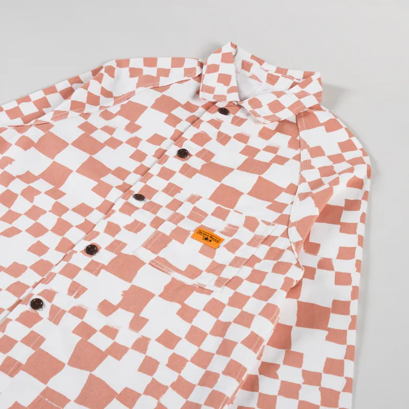 Service Works Drill Printed Front Of House Jacket Salmon Checker-2