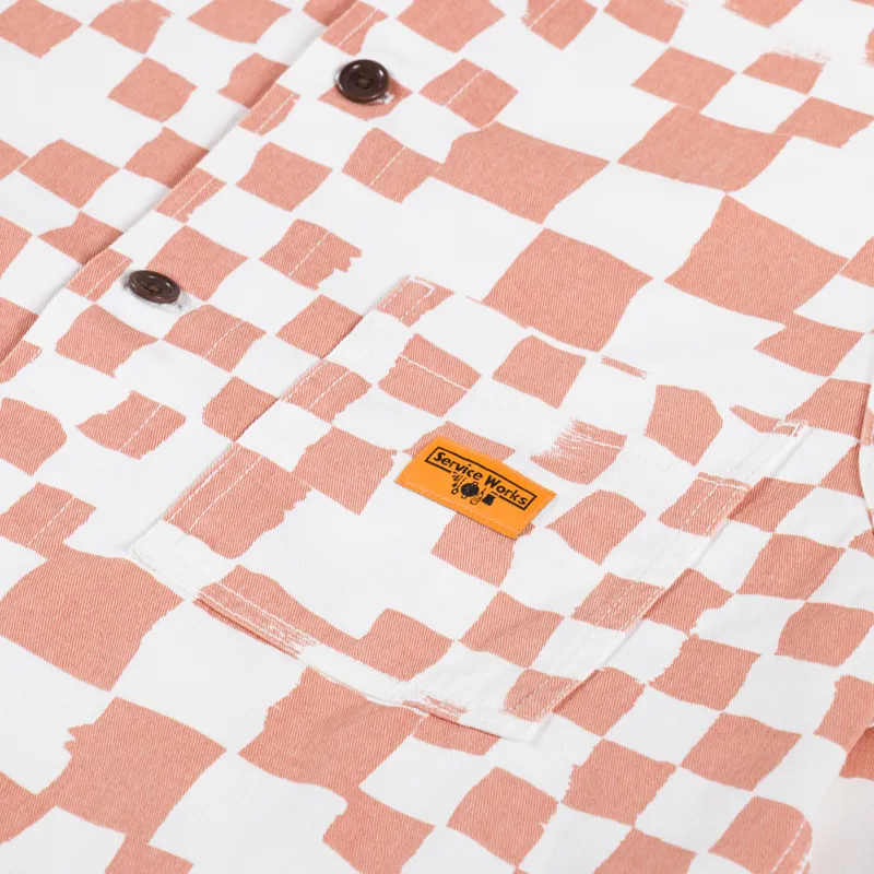 Service Works Drill Printed Front Of House Jacket Salmon Checker-5