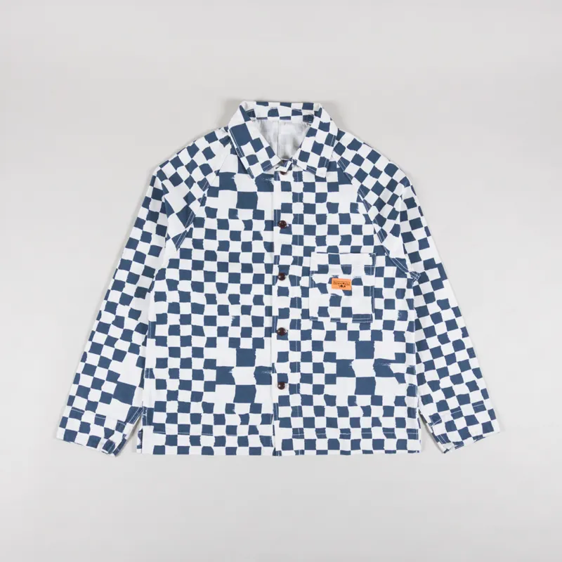 Service Works Drill Printed Front Of House Jacket Teal Checker
